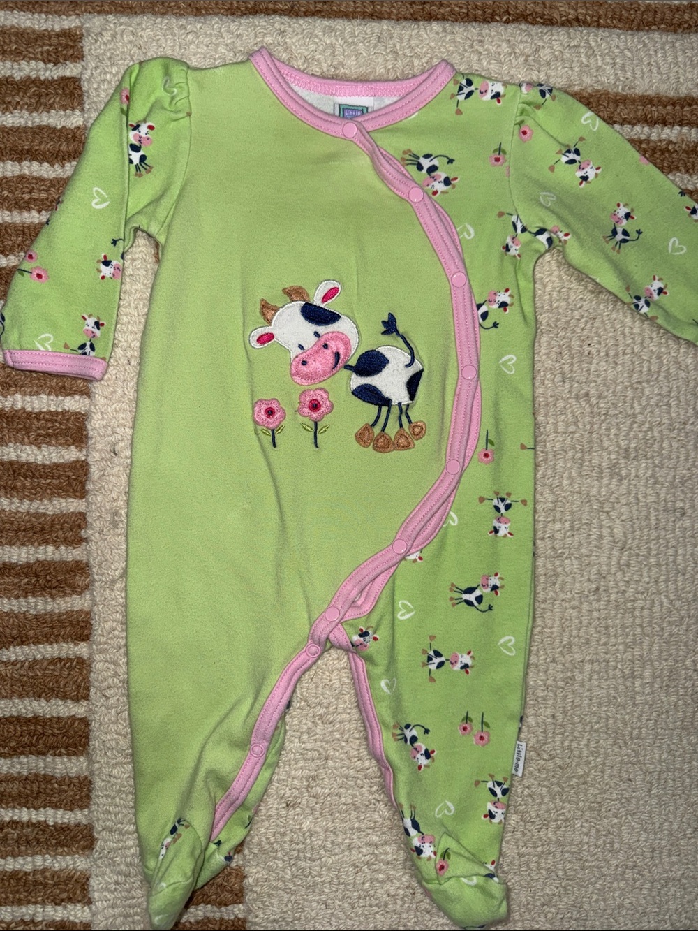 Little Me Baby Girl Cow Farm One Piece 6M